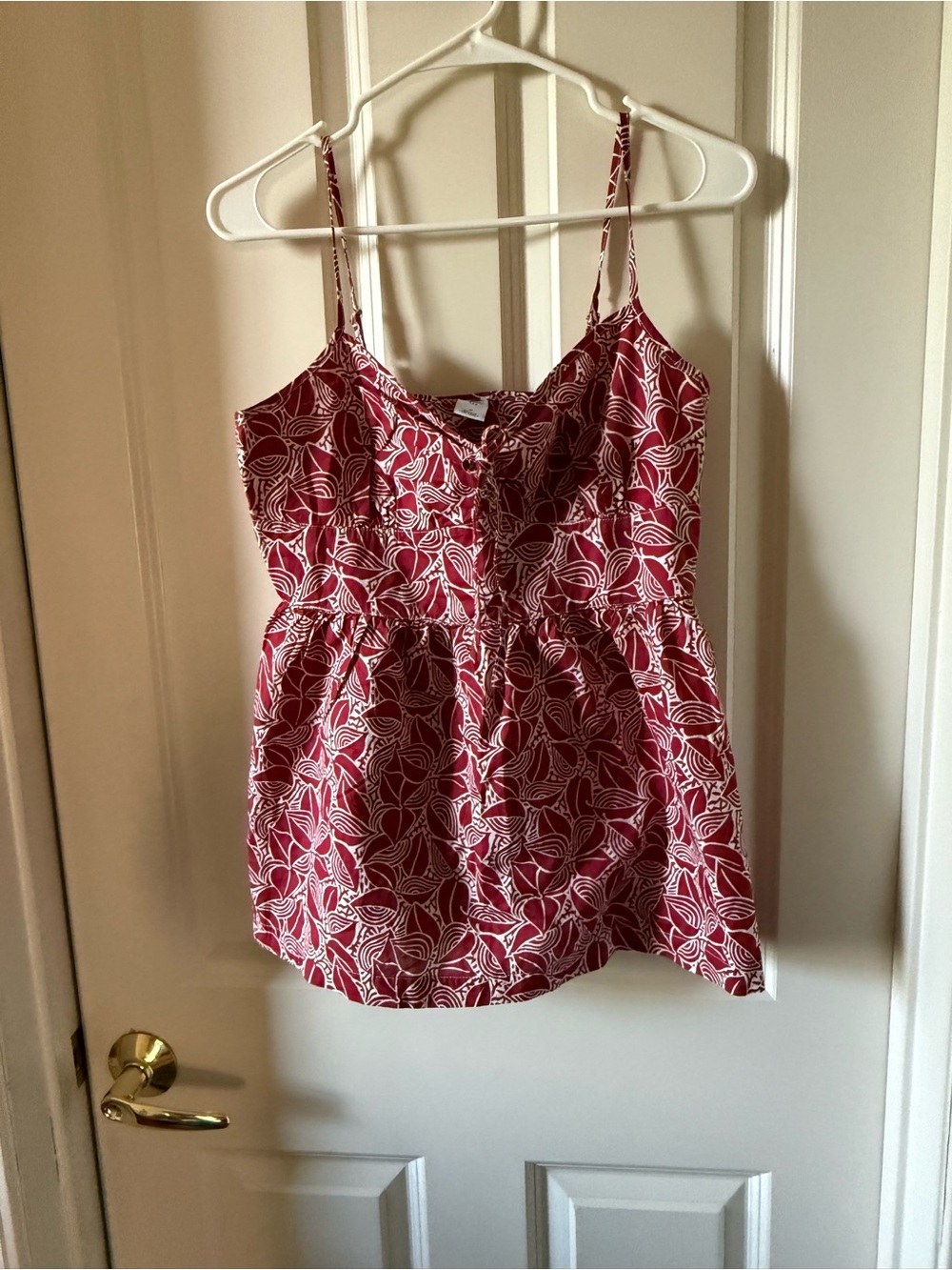 GAP Red Leaf-Pattern Spaghetti-Strap Camisole